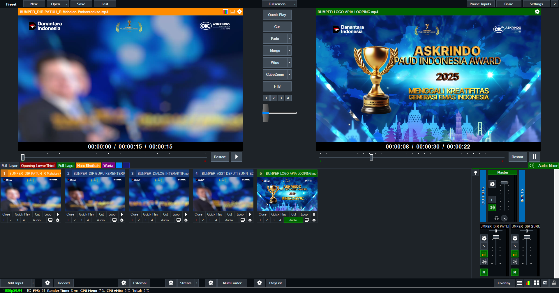 Galeri PC + Vmix/Resolume